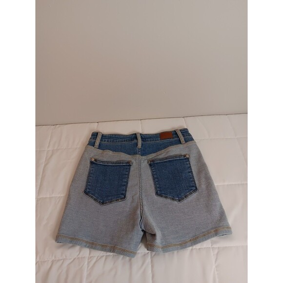 JUDY BLUE COLORBLOCK HIGH RISE  DENIM JEAN SHORTS SIZE MEDIUM - Picture 7 of 8